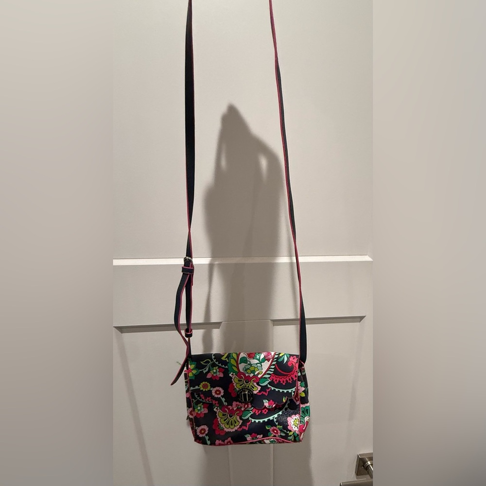 Vera Bradley Black and Pink Floral Crossbody Bag